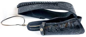 Vintage Leather Western Ammo Holster Belt