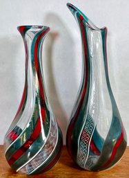 2 Vintage Art Glass Vases