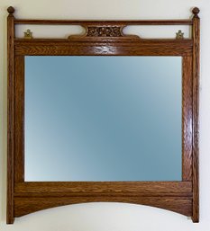 Vintage Carved Wood Beveled Wall Mirror
