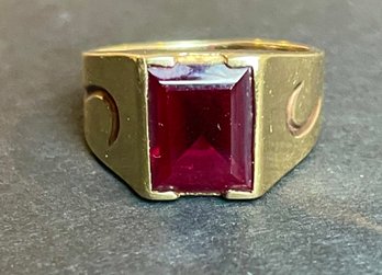 What Appears To Be 10k Gold Ring With Red Stone