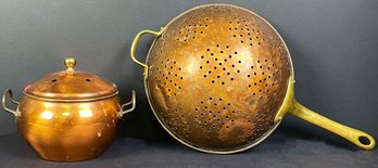 Small Copper Colander & Copper Potpourri Pot