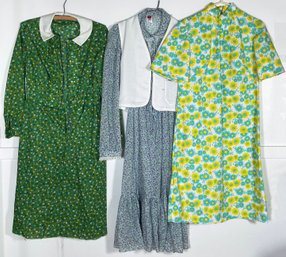 3 Vintage 1960s-70s Floral Dresses Featuring Gunne Sax Style Prairie Dress