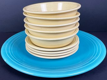 Vintage Fiestaware Cereal Bowls, Salad Plates & Serving Platter