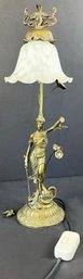 Art Deco Style Lady Justice Lamp, As Is