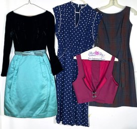 3 Vintage 1950s-60s Women's Dresses & Trendy Vest