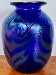 Signed Jim Bush Hand Blown Glass Vase