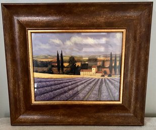 Art Work Of Lavender Fields In Brown/ Rust Frame
