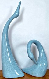 2 Lovely Mid Century Jaru Sky Blue Ceramic Swans