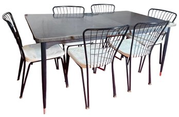 Vintage Formica Top Expandable Leaf Dining Table & 6 Daystorm Chairs, Read Description