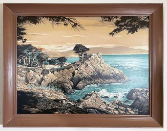 Mid Century James Bunnell Econolite Silk Screen California Coast Artwork