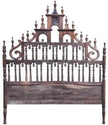 Antique Gothic Full Bed Headboard