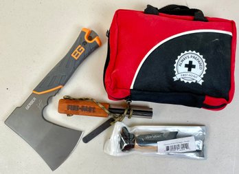 Survival Lot Including 2 Fire Starters, First Aid Kit & Bear Grylls Hatchet