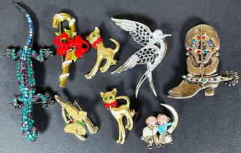 Vintage Costume Jewelry Pins Including Sarah Coventry