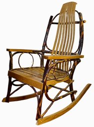 Beautiful Vintage Handcrafted Adirondack Wooden Rocking Chair, Signed By