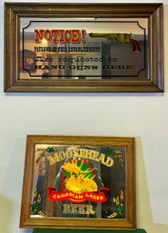 Vintage Light-up Moosehead Beer & Hang Guns Here Mirror
