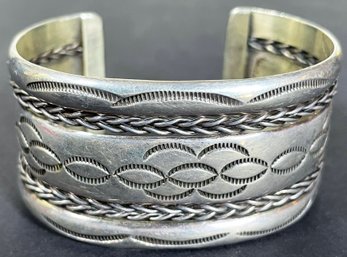 Vintage Mid Century Navajo Silver Cuff Bracelet