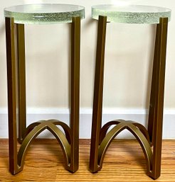 2 Hooker Furniture Bubble Glass Top Accent Tables