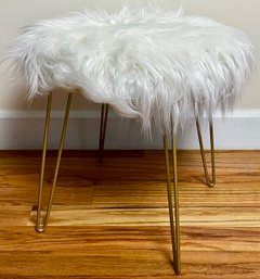 Modern Faux Fur Stool With Hairpin Legs