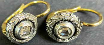 Antique Diamond, Gold, And Silver Earrings