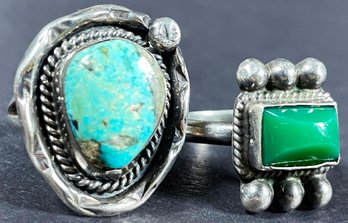 2 Lovely Vintage Silver & Gemstone Rings