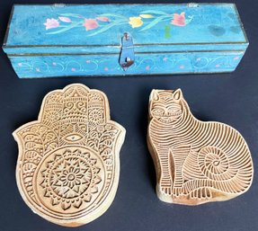 Sweet Painted Box From India With 2 Printing Blocks
