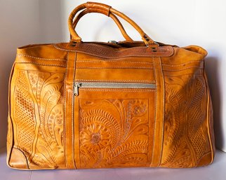 Tooled Leather Overnight Bag From Paraguay