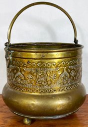 Vintage Or Antique Tooled Brass Bathhouse Bucket