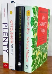 4 Gourmet Cookbooks- The Savory Way, Simple, Plenty & Chez Panisse Vegetables