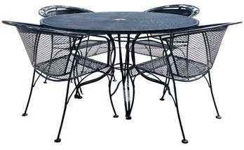 Salterini Style Round Iron Patio Table & 4 Chairs