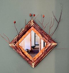 Wood And Copper Framed Mirrow With Branches