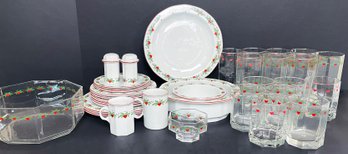 Very Collectible Porsgrund Hearts & Pines Dinner, Glass, & Serving Ware