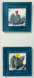 2 Small Cactus Paintings, Signed Mary Jo Mcgillivray