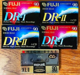 5 Blank Cassette Tapes- Fuji & Maxell