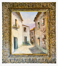 Manuel Cuberos Signed Original Painting With Carved Wood Frame