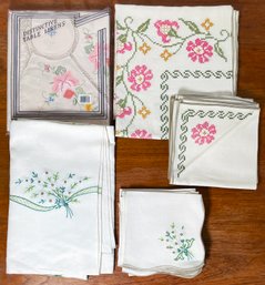 Vintage Cross-stitch & Embroidery Table Linens