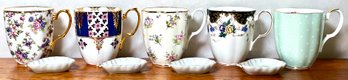 5 Royal Albert Bone China Mugs & 4 Tea Bag Coasters