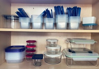 Plastic And Glass Food Storage, All With Lids
