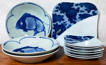 3 Chinese Fish Bowls & 7 Japanese Sushi Plates