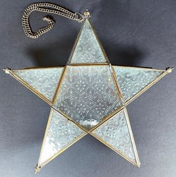 Vintage Glass Star Hanging Pendant Candle Holder