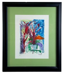 Small Tree Painting On Paper Signed By Artist