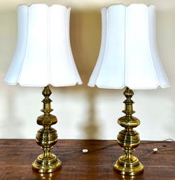 Pair Of Heavy Vintage Brass Table Lamps