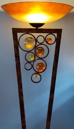 Van Teal 'Free Wheeling' Acrylic And Bronzed Metal Torchiere Floor Lamps