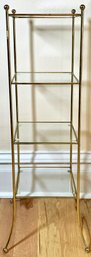 Lovely Little Brass Finish Display Shelf With Glass Shelves