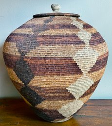 Large Tribal Basket With Lid
