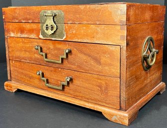 Vintage Asian Wood & Brass Box