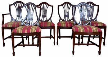 6 Beautiful Vintage Shield Back Dining Chairs, Likely. Mahogany