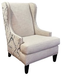 Sam Moore Hooker Furniture Wing Chair With Two Toned Upholstery And Studs