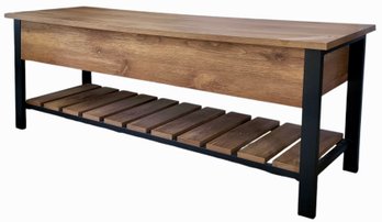 Stylish Wood Finish Storage Bench, As Is