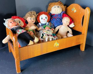 Vintage Dolls And Bed Including 1980's Cabbage Patch Doll