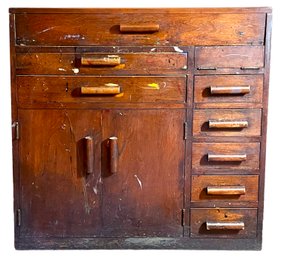 Rustic Wooden Artists Cabinet - Contents Included!